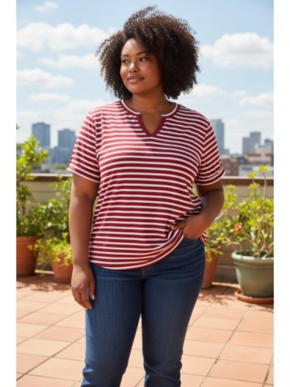 CROFT & BARROW Pink White Striped Short Sleeve Top Ladies Plus 2X